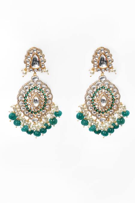 Our Purple Studio_Gold Plated Stones, Pearls, Beads Kundan And Embellished Drop Earrings _Online_at_Aza_Fashions