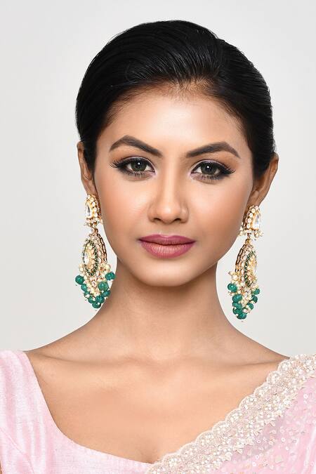 Buy_Our Purple Studio_Gold Plated Stones, Pearls, Beads Kundan And Embellished Drop Earrings _Online_at_Aza_Fashions