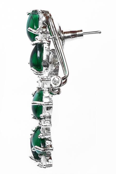 Buy_Our Purple Studio_White Stones Pear Cut And Cubic Zirconia Stud Earrings _Online_at_Aza_Fashions