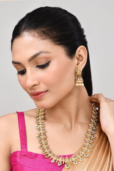 Our Purple Studio Temple Motif Necklace & Jhumka Earrings 