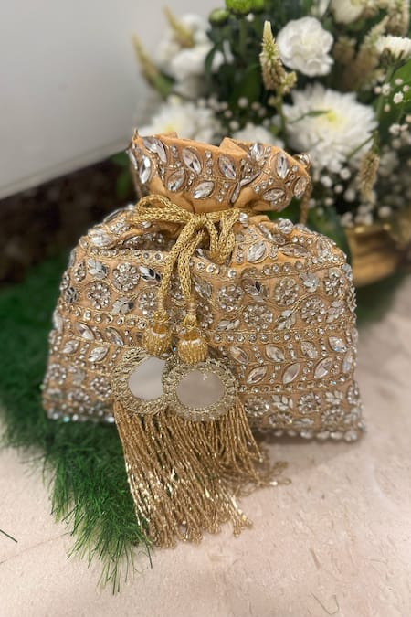 SG Collection By Sonia Gulrajani Zari Stone Embellished Potli Bag 