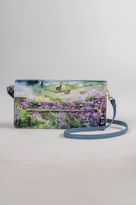 The Garnish Company Siena Lilac Fields Printed Tote Bag with Sling 