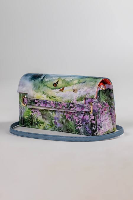 The Garnish Company_Lilac Siena Fields Printed Tote Bag With Sling _Online_at_Aza_Fashions