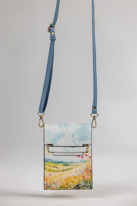 The Garnish Company Certaldo Floral Fields Leather Phone Sling Bag 