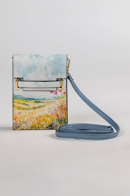 The Garnish Company Certaldo Floral Fields Leather Phone Sling Bag 