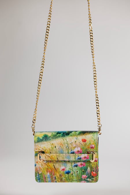 The Garnish Company Chianti Floral Fields Print Leather Sling Bag 