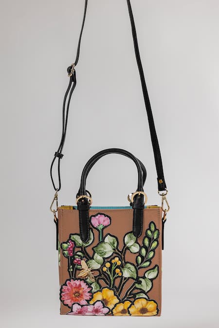 The Garnish Company Fiorentino Cutout Flower Patchwork Tote Bag 