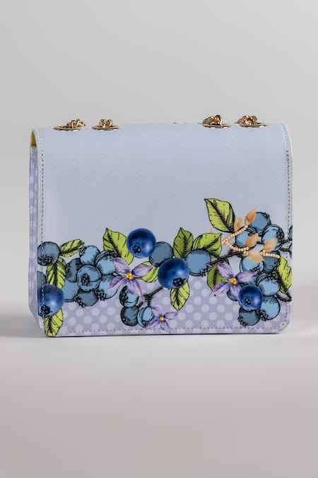 The Garnish Company Berry Blueberry Print & Polka Dot Chain Sling Bag 