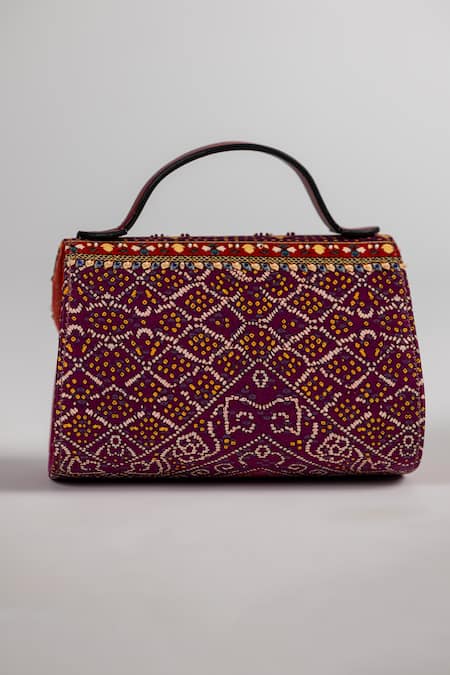 The Garnish Company Avani Bandhej Print Dual Handle Bag 