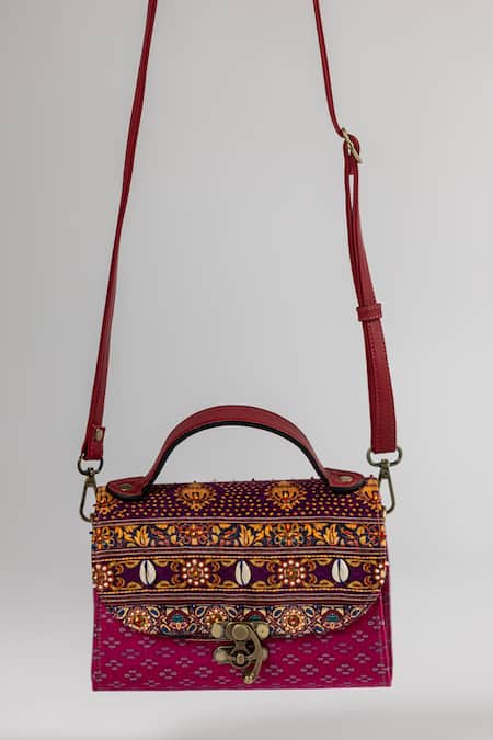 The Garnish Company Avani Bandhej Print Dual Handle Bag 
