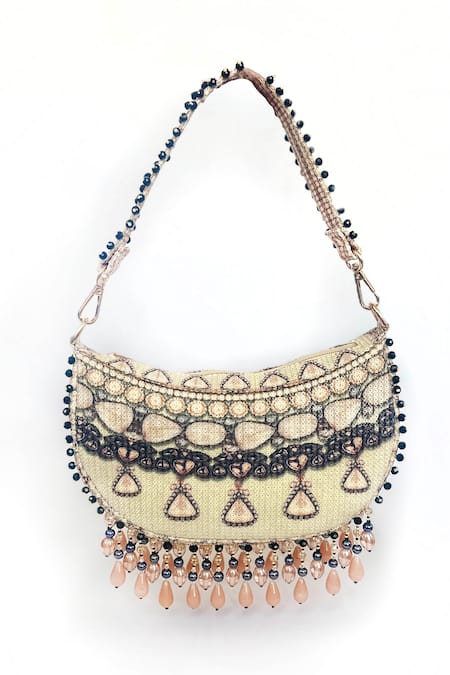 The Garnish Company Shantai Sequin Print Crescent Shape Bag With Dual Sling 