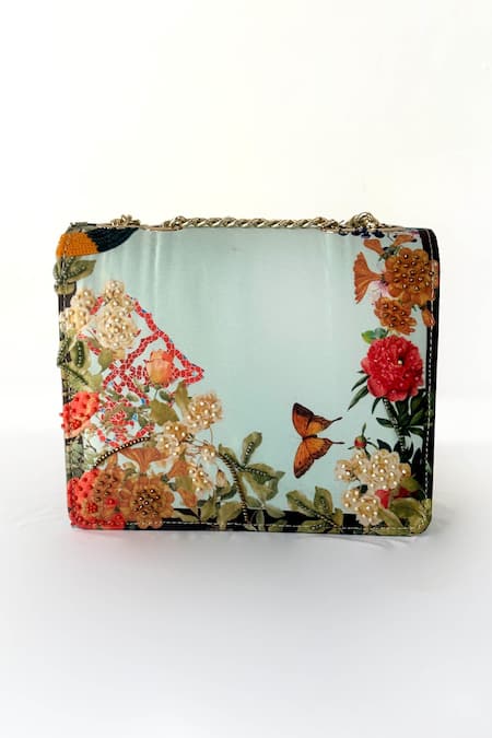 The Garnish Company Floral Border Snake & Bug Print Turn Lock Bag 