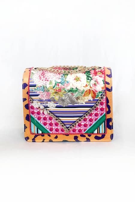 The Garnish Company Scarf Print Floral Turn Lock Bag 