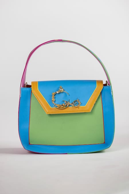 The Garnish Company Cube Colour Block Square Bag with Metal Logo 