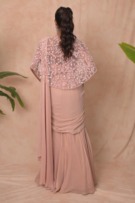 Vridhi Somaani Sera Embroidered Cape & Lehenga Saree Set 