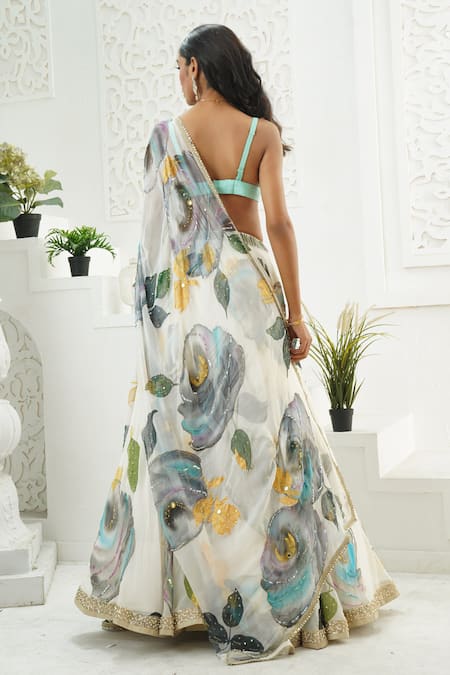 Priti Sahni Bloom Hand Painted Lehenga Set 