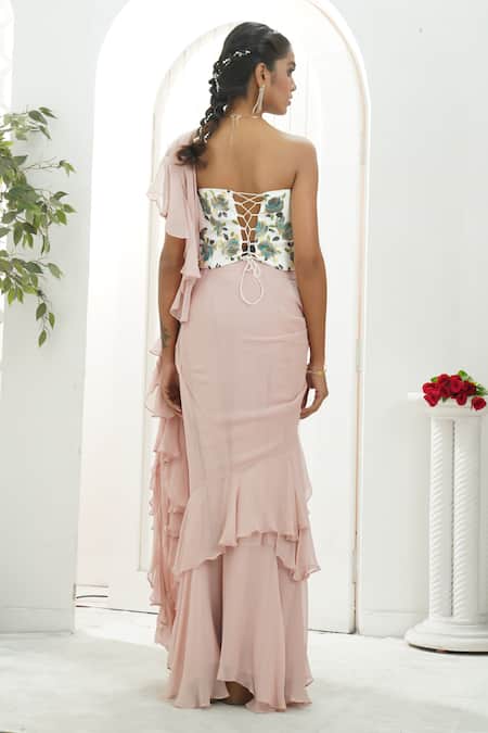 Priti Sahni Ruffle Saree With Embroidered Corset 