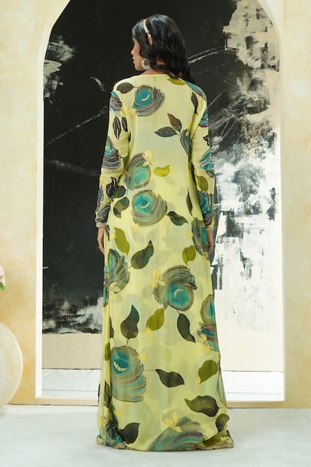 Priti Sahni Hand Painted Jacket & Palazzo Set 