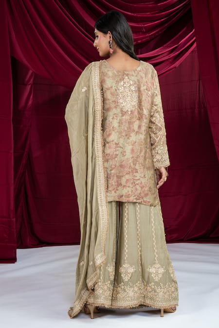 Ellemora Fashions Embroidered Kurta Sharara Set 