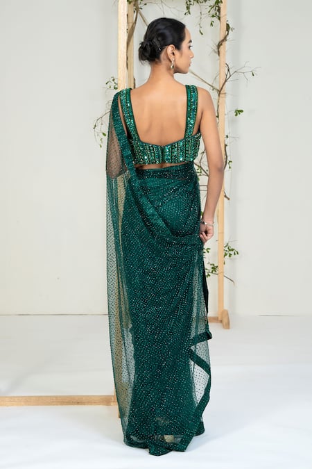 Ellemora Fashions Emerald Mist Saree With Blouse 