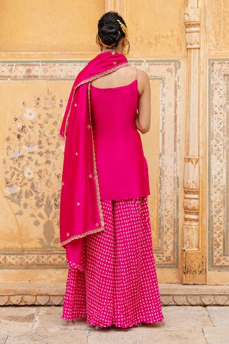 Pink City By Sarika Floral Pattern Kurta Sharara Set 