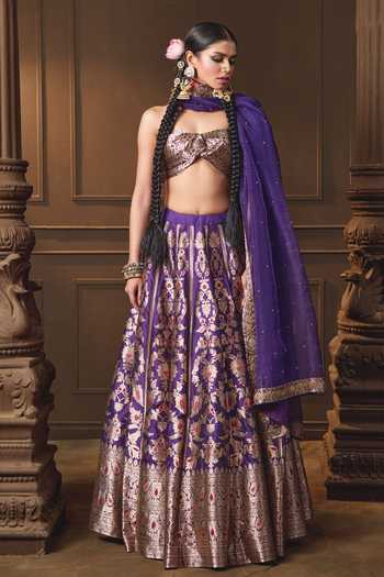 Vishwa By Pinki Sinha Banarasi Silk Lehenga Set With Unstitched Blouse Piece 