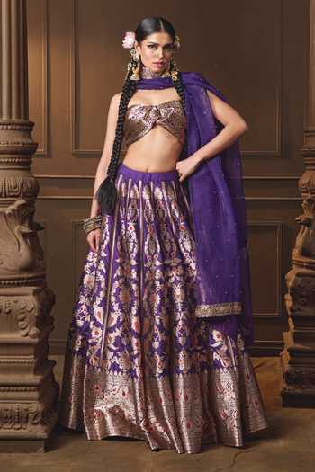Vishwa By Pinki Sinha Banarasi Silk Lehenga Set With Unstitched Blouse Piece 
