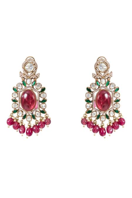 Auraa Trends_Multi Color Gemstones, Beads, Pearls Kundan Polki And Ruby Stone Necklace Set_Online_at_Aza_Fashions