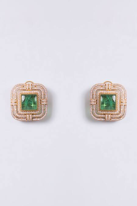 Auraa Trends_Gold Plated Stones, Crystals Zircon And Ruby Kundan Choker & Earring Set_Online_at_Aza_Fashions