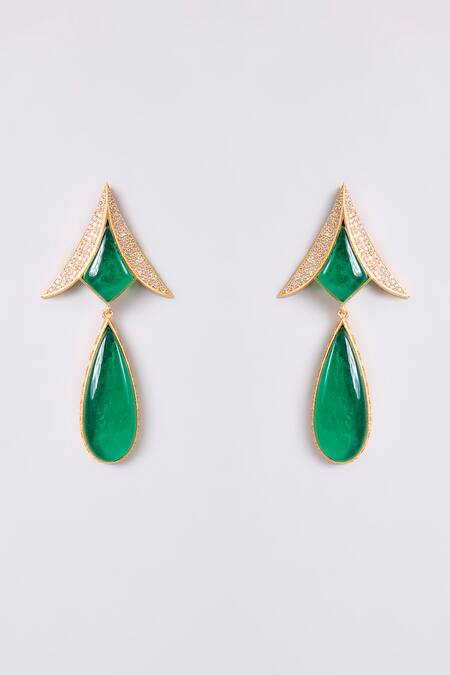 Auraa Trends_Gold Plated Stones, Crystals, Green And Kundan Necklace Set_Online_at_Aza_Fashions