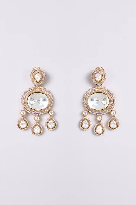 Auraa Trends Gold Plated Stones Kundan Polki Studded Necklace And Earring Set Online at Aza Fashions Auraa Trends_Gold Plated Stones Kundan Polki Studded Necklace And Earring Set_Online_at_Aza_Fashions