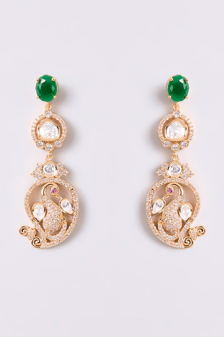 Auraa Trends Gold Plated Stones, Pearls Kundan Polki And Green Necklace Set Online at Aza Fashions Auraa Trends_Gold Plated Stones, Pearls Kundan Polki And Green Necklace Set_Online_at_Aza_Fashions