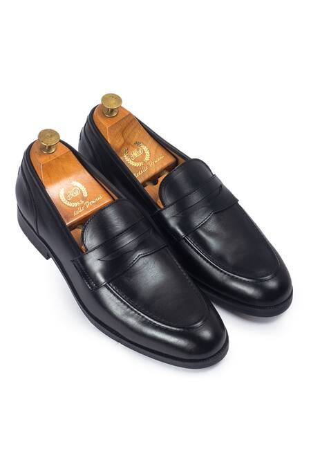 Buy_Domani_Black Palermo Leather Penny Slip-on Loafers _Online_at_Aza_Fashions