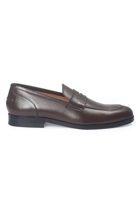 Domani_Brown Palermo Leather Penny Slip-on Loafers _Online_at_Aza_Fashions
