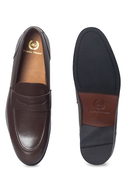 Domani Palermo Leather Brown Penny Slip-on Loafers 
