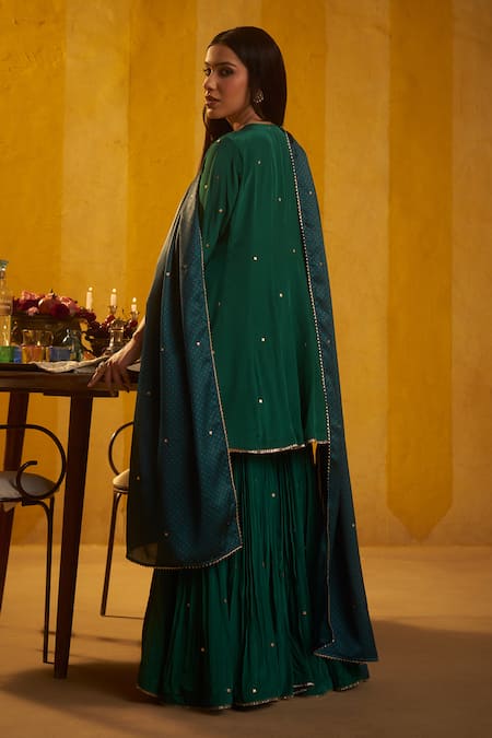 Hirika & Dhruti Tikki Work Anarkali Kurta & Pleated Sharara Set 