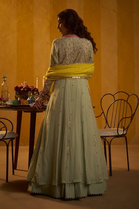 Hirika & Dhruti Zardozi Hand Embroidered Jacket Lehenga Set 