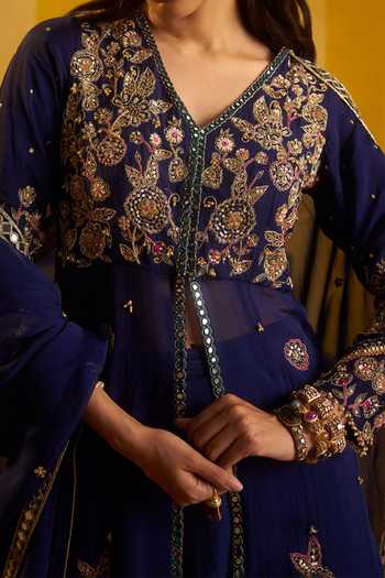 Buy Hirika & Dhruti Blue Zardozi Hand Work Jacket Lehenga Set For Kids Online at Aza Fashions Buy_Hirika & Dhruti_Blue Zardozi Hand Work Jacket Lehenga Set For Kids_Online_at_Aza_Fashions