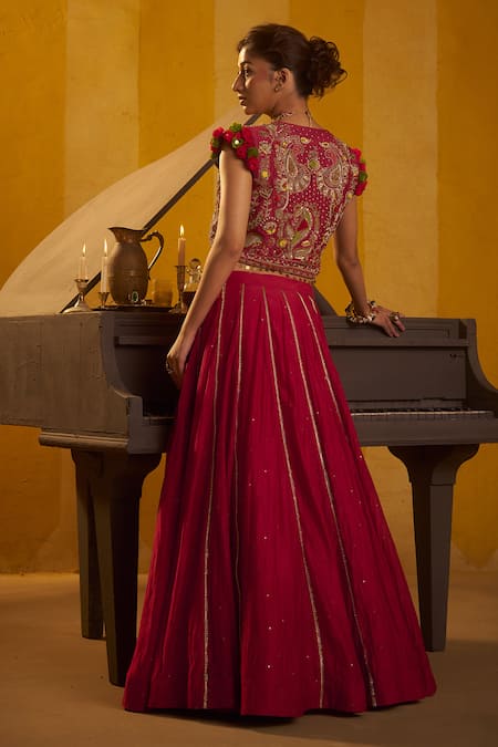 Hirika & Dhruti Hand Embroidered Jacket Lehenga Set 