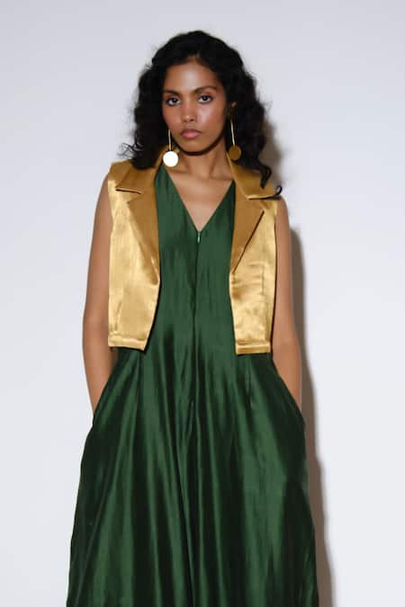 Kharakapas Yellow Twill Collared Aabroo Jacket 