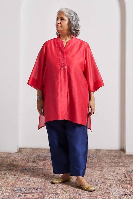 Vaaya Watermelon Red Striped Anti-Fit Top 