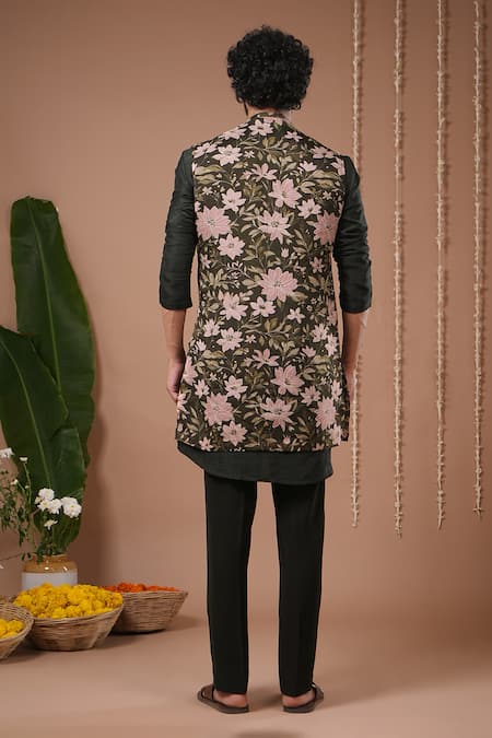 Ahi Clothing X AZA Sheer Nehru Jacket & Embroidered Kurta Set 