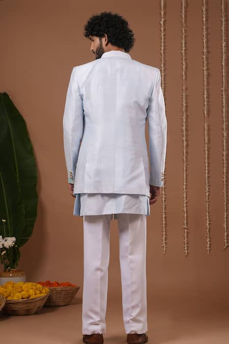 Ahi Clothing X AZA Sky Blue Open Jacket & Jodhpuri Set 