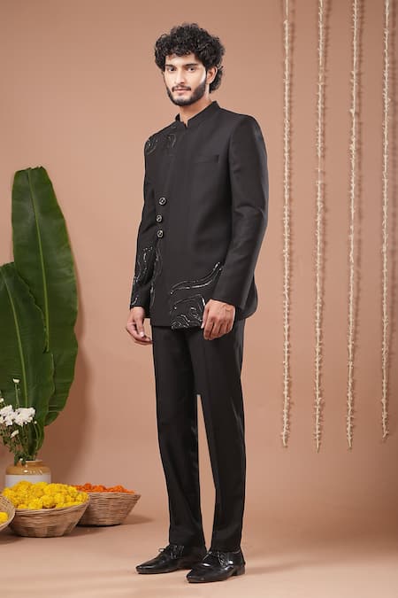 Buy_Ahi Clothing X AZA_Black Sequins, Embroidery, Stones Jodhpuri And Pant Set 