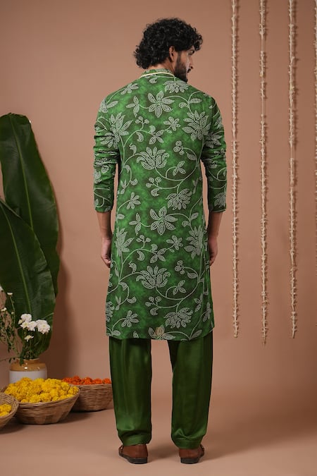 Ahi Clothing X AZA Green Bandhani Kurta & Salwar Set 
