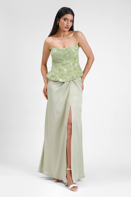 Maison 9002 Layla Grass Embroidered Corset Skirt Set 