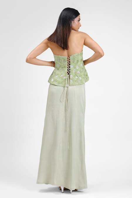 Maison 9002 Layla Grass Embroidered Corset Skirt Set 