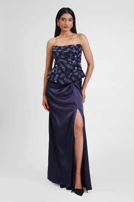 Maison 9002 Layla Grass Embroidered Peplum Corset Skirt Set 