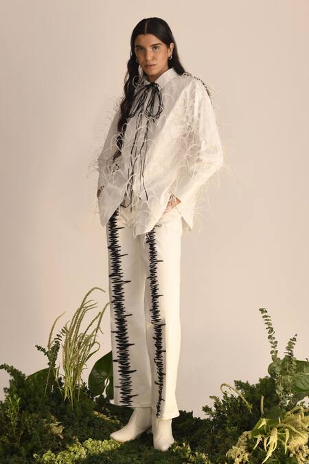 Maison 9002 Fea Bow Tie Shirt & Pant Set 