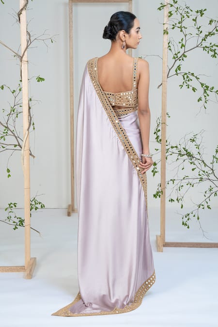 Ellemora Fashions Lilac Lustre Saree With Blouse 